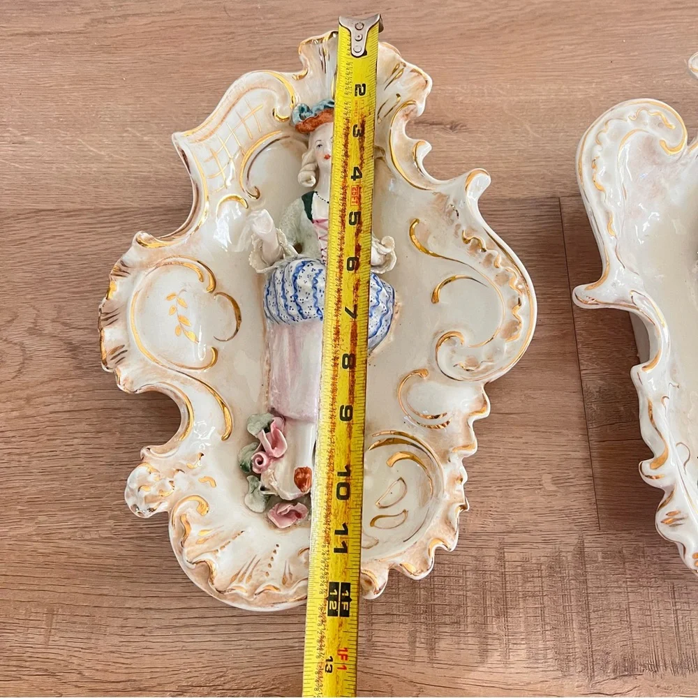 2 PCs RARE Vintage‎ Cordey Porcelain Wall Art Plaque Numbered Victorian Rococo